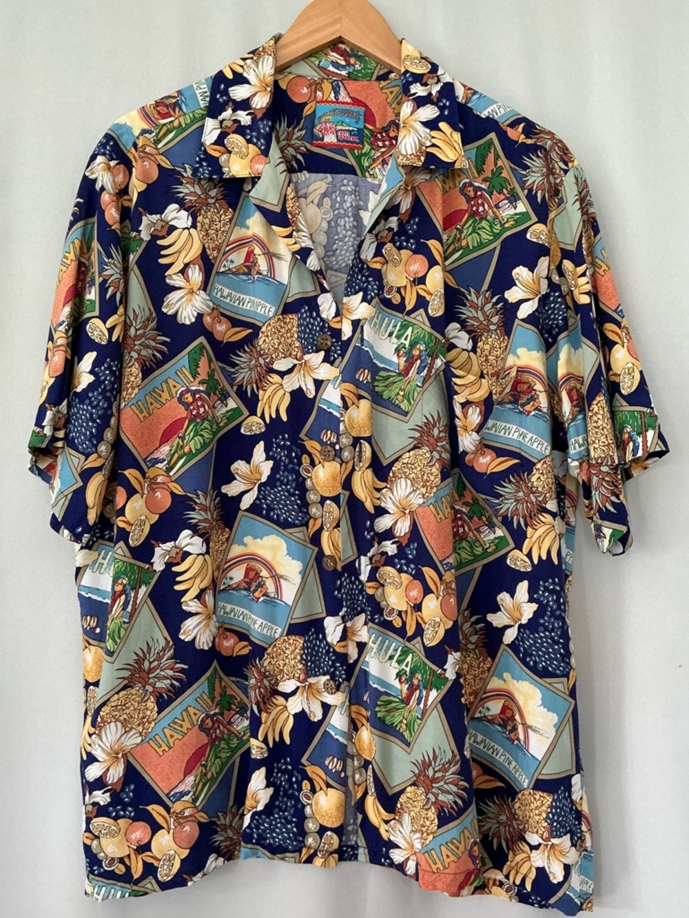 Joe Kealoha's Hawaiian Pineapple Men's Hawaiian Shirt Size L